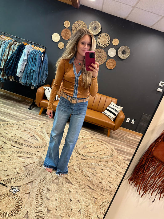 Washed Camel Thermal Top