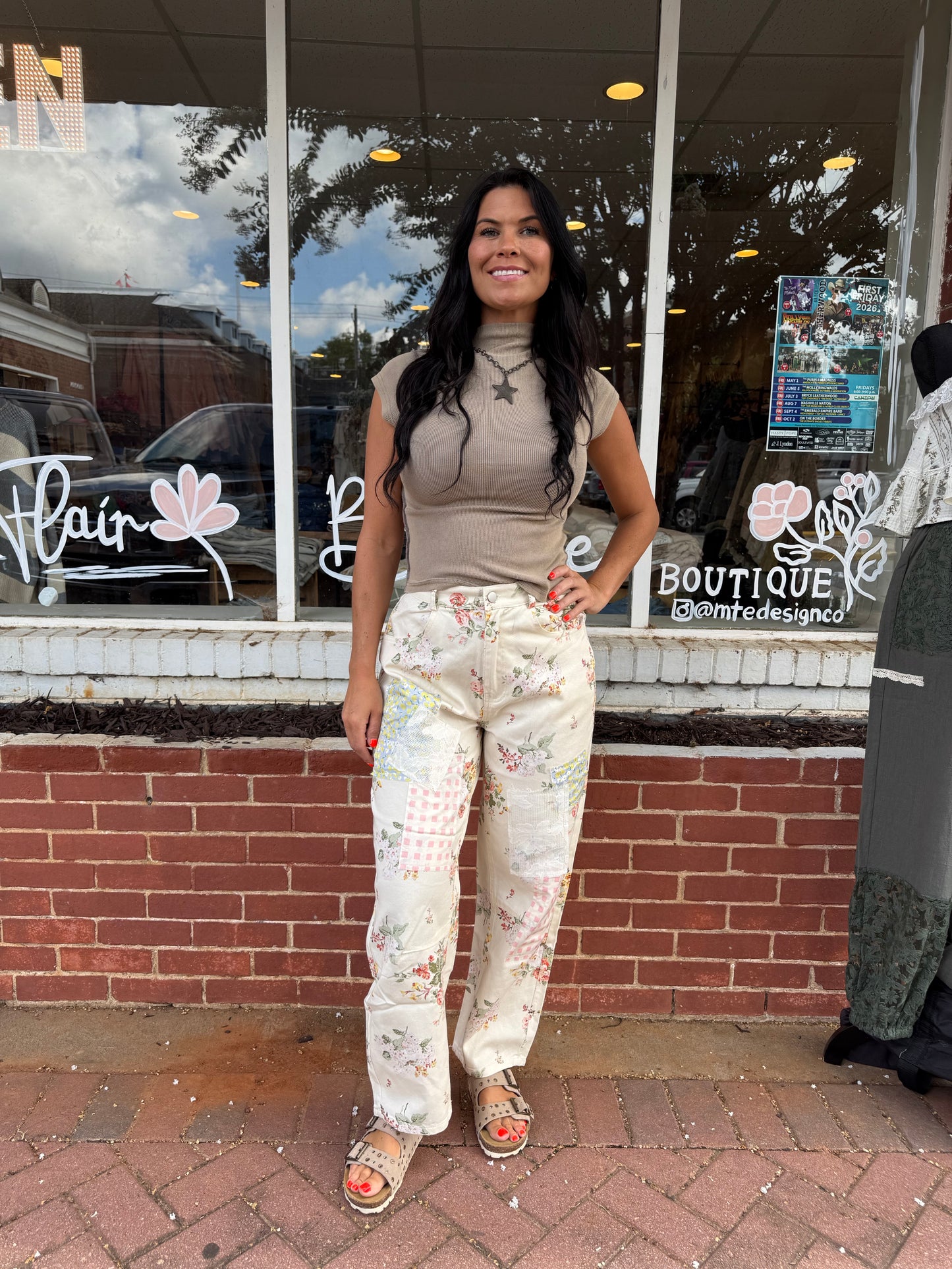 Ivory Floral Patch Jeans