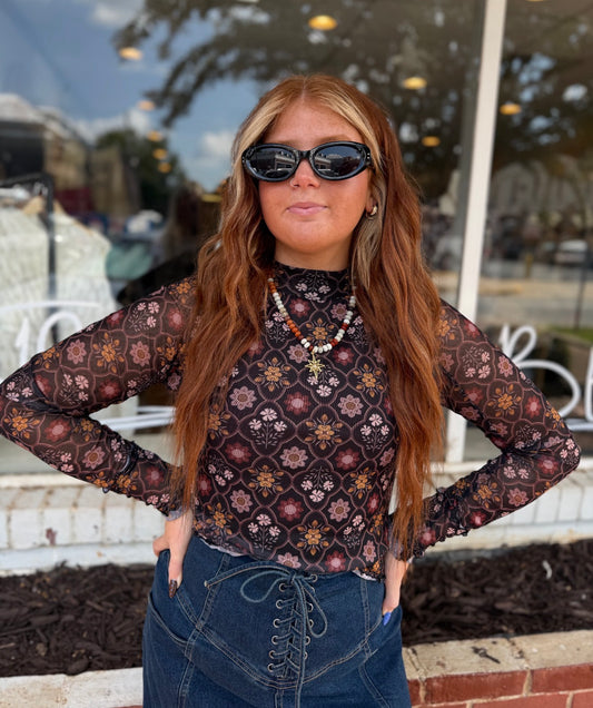 Black Fall Mesh Top
