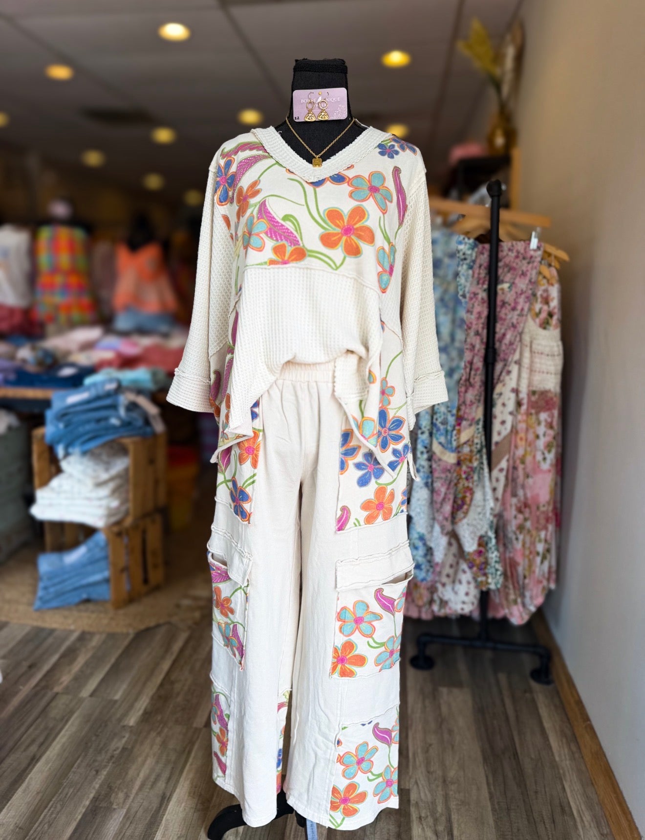 Khaki Floral Washed Top