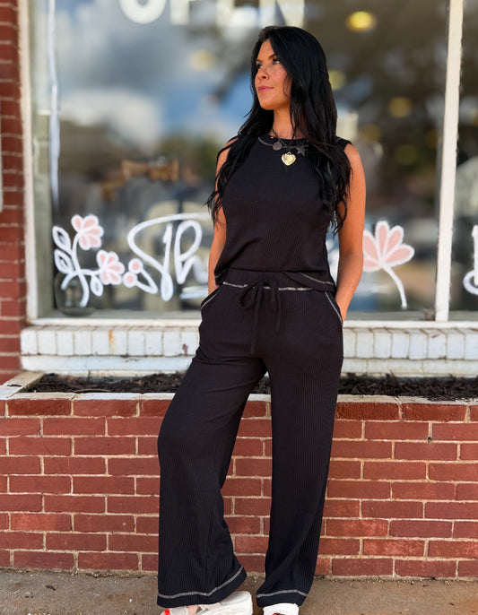 Black Ribbed Pants
