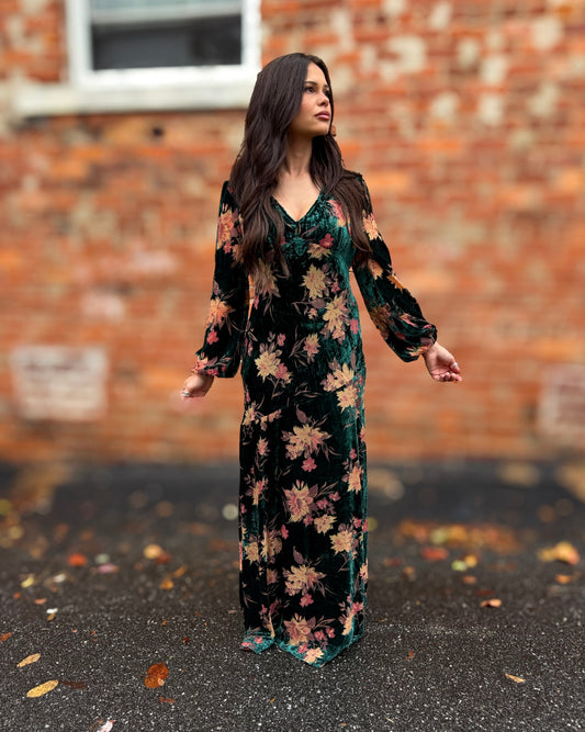 Emerald Floral Maxi Dress