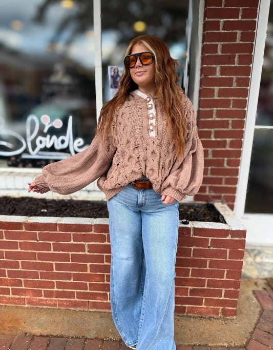 Mocha Crochet Hoodie