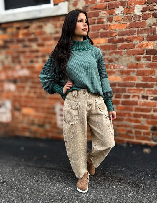 Washed Thermal Mock Neck