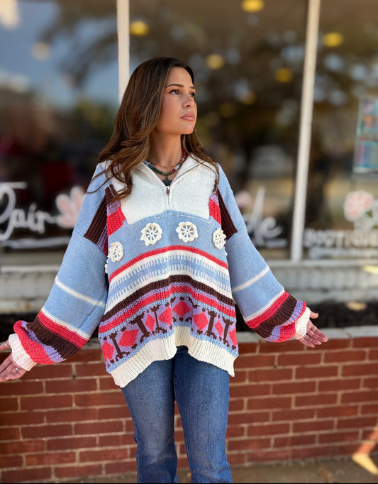 Sky Multi Zip Sweater