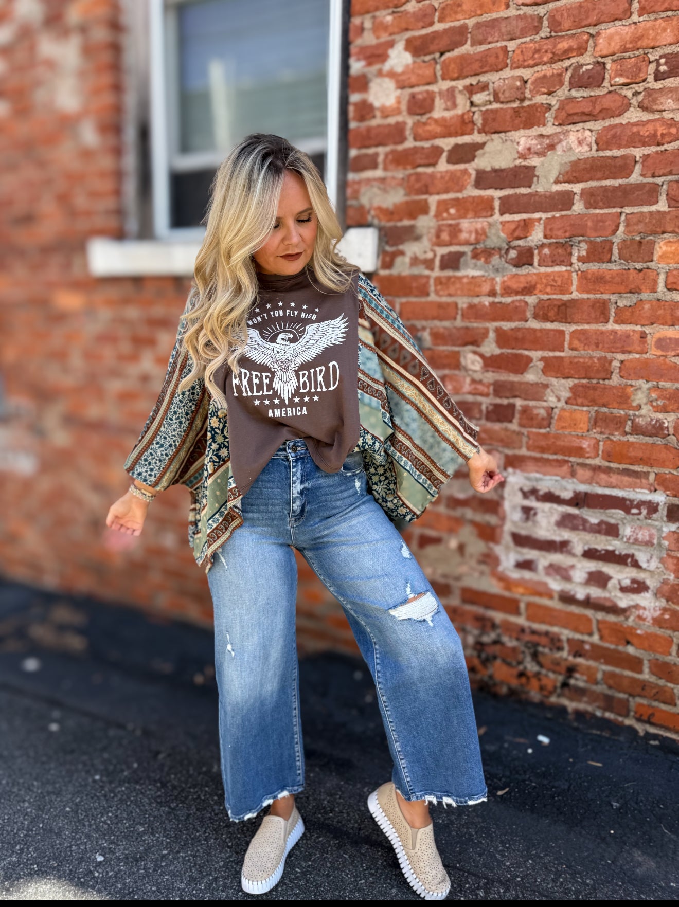 Brown Freebird Poncho