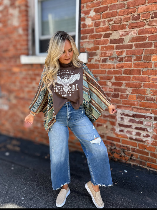 Brown Freebird Poncho