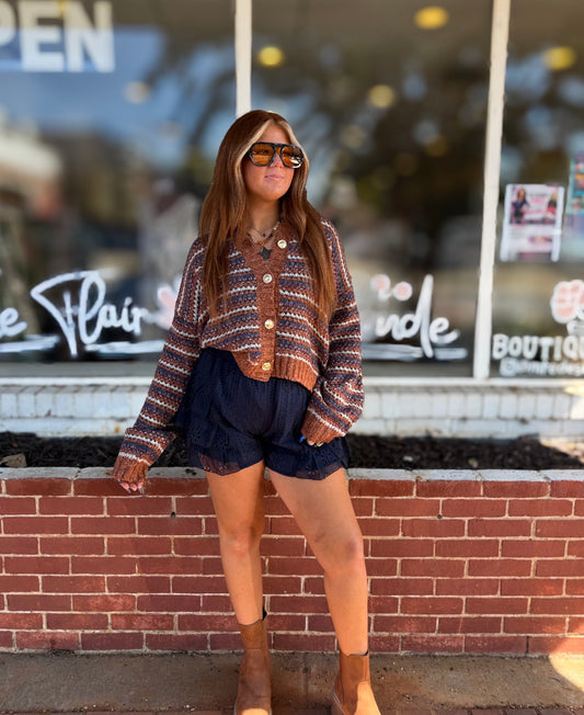 Rust/Purple Stripe Cardigan
