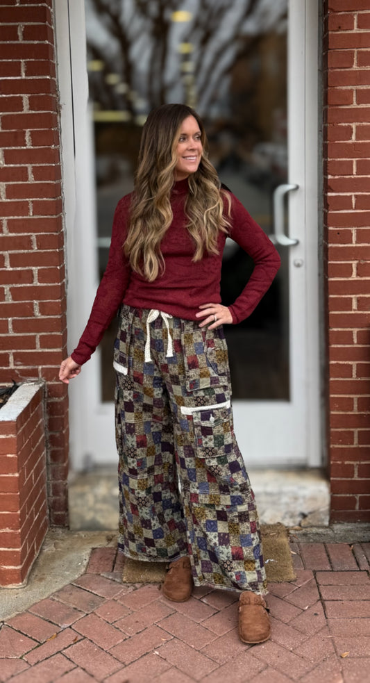 Taupe Floral Pants