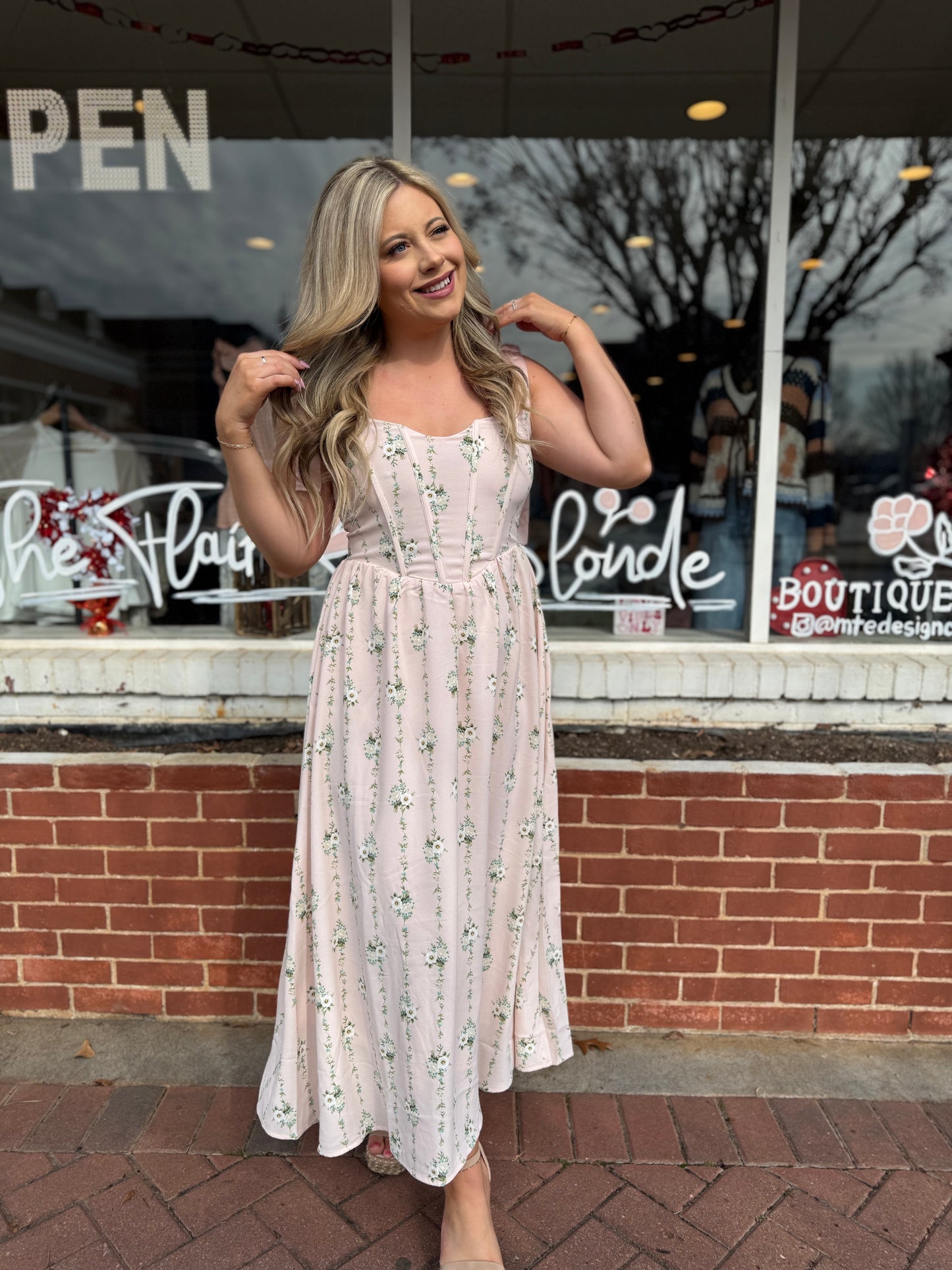 Blush Corset Midi Dress