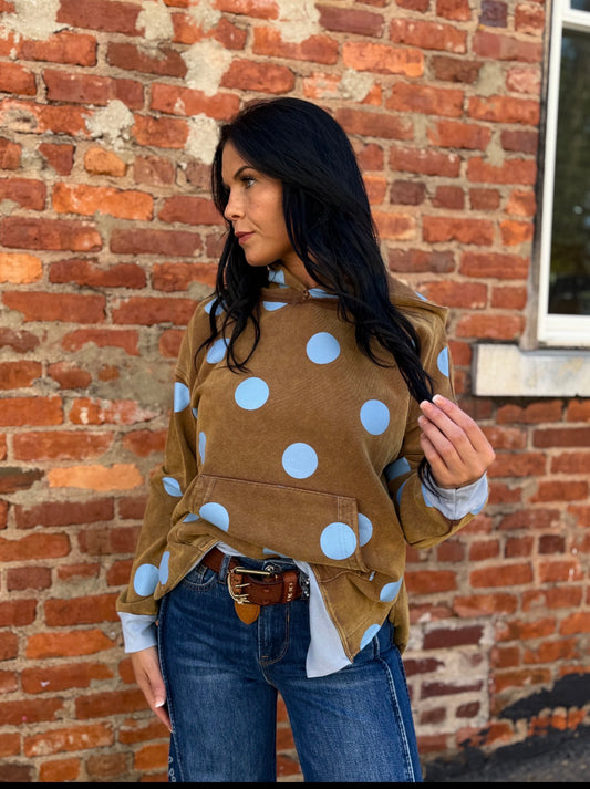 Mocha Blue Dot Hoodie