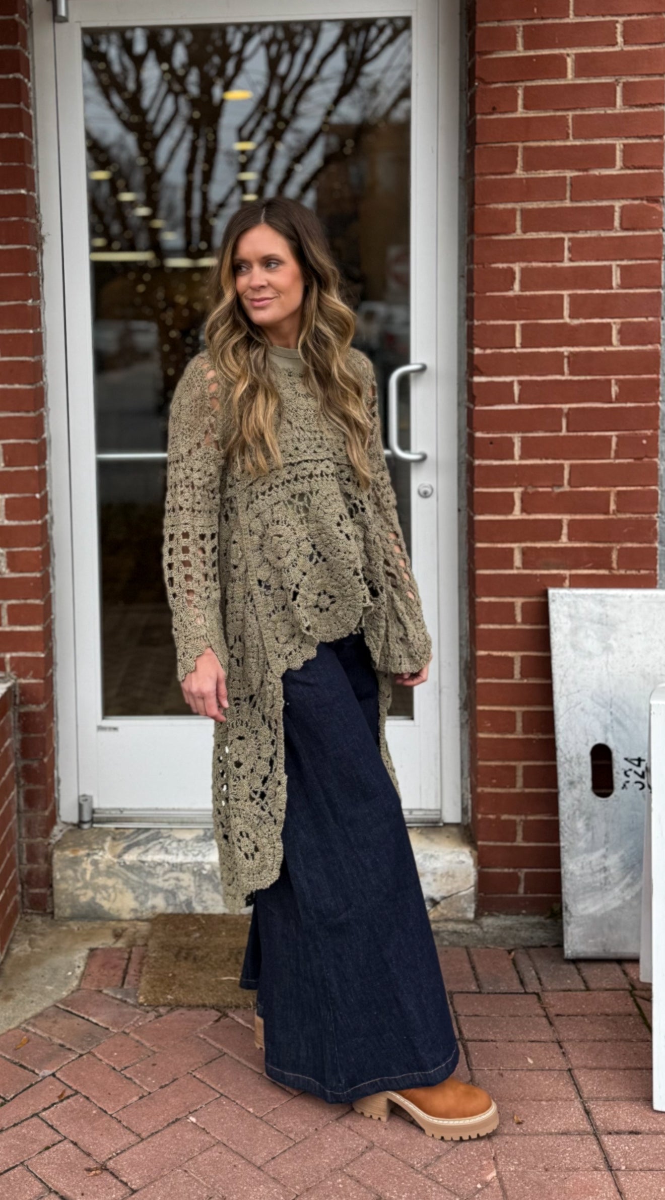 Olive Crochet Sweater