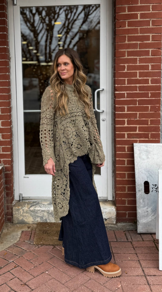 Olive Crochet Sweater