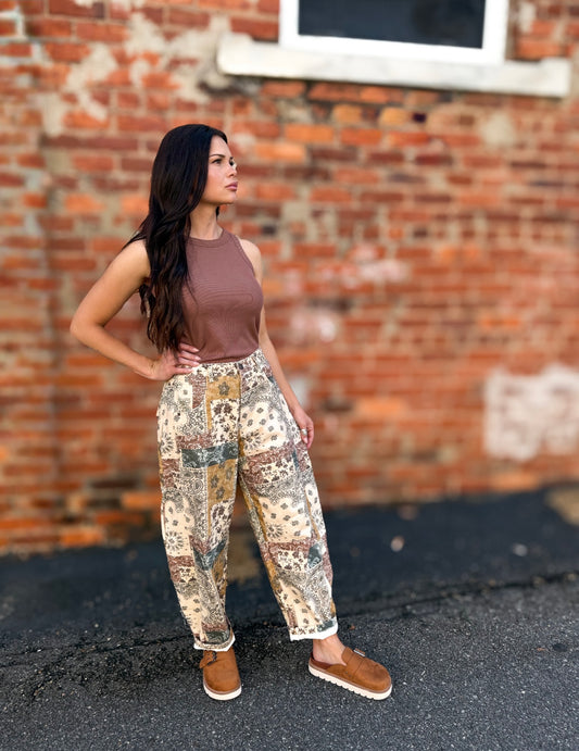 Boho Denim Patch Pants