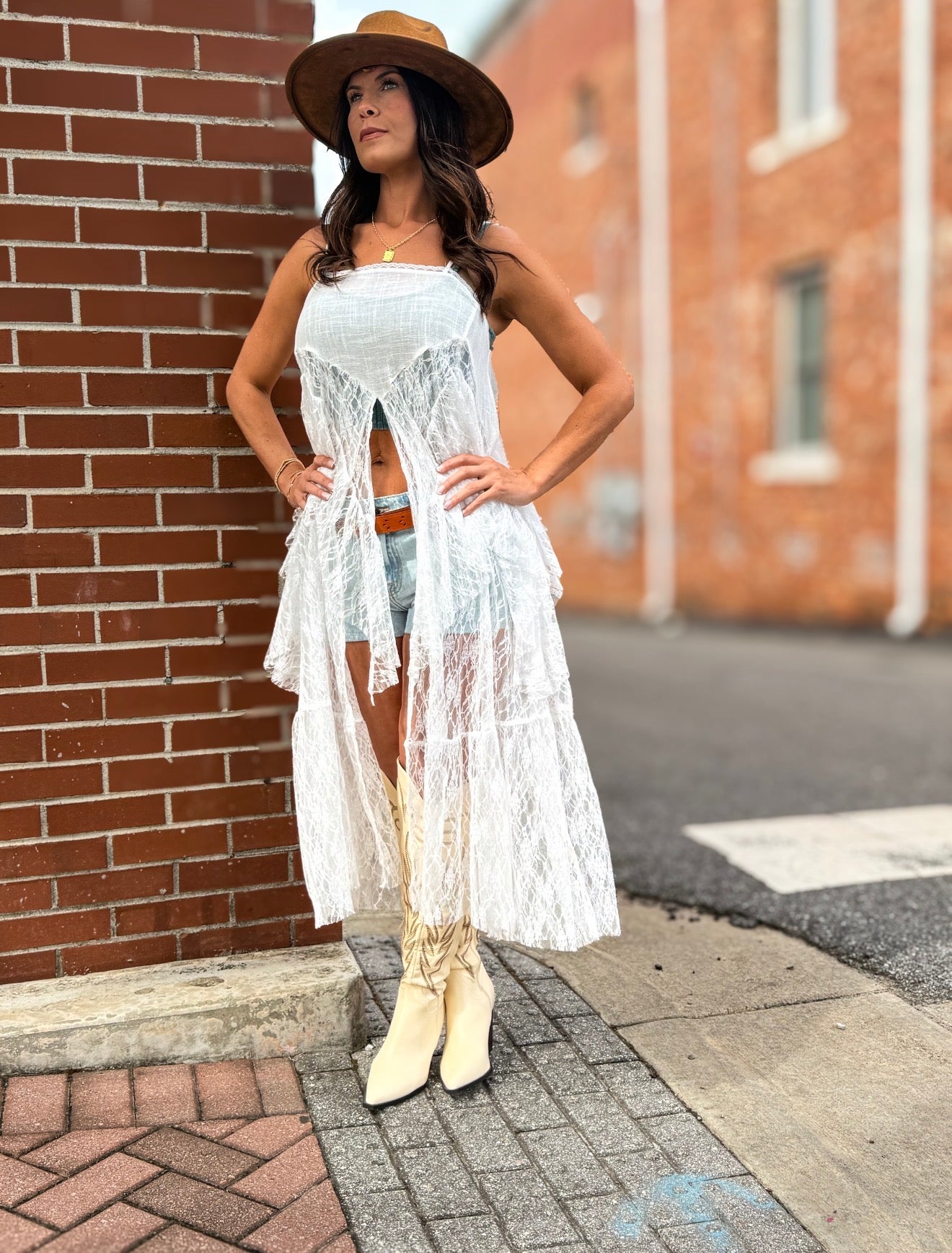 Cream Lace Duster