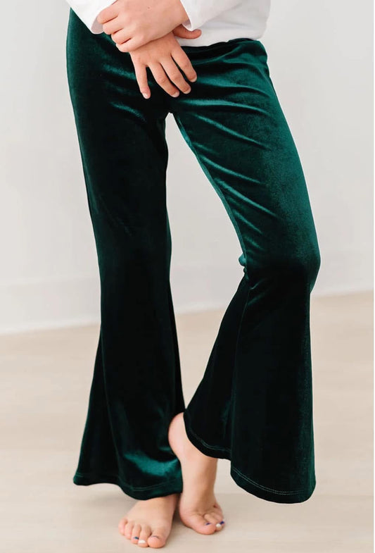 Kids Green Velvet Pants