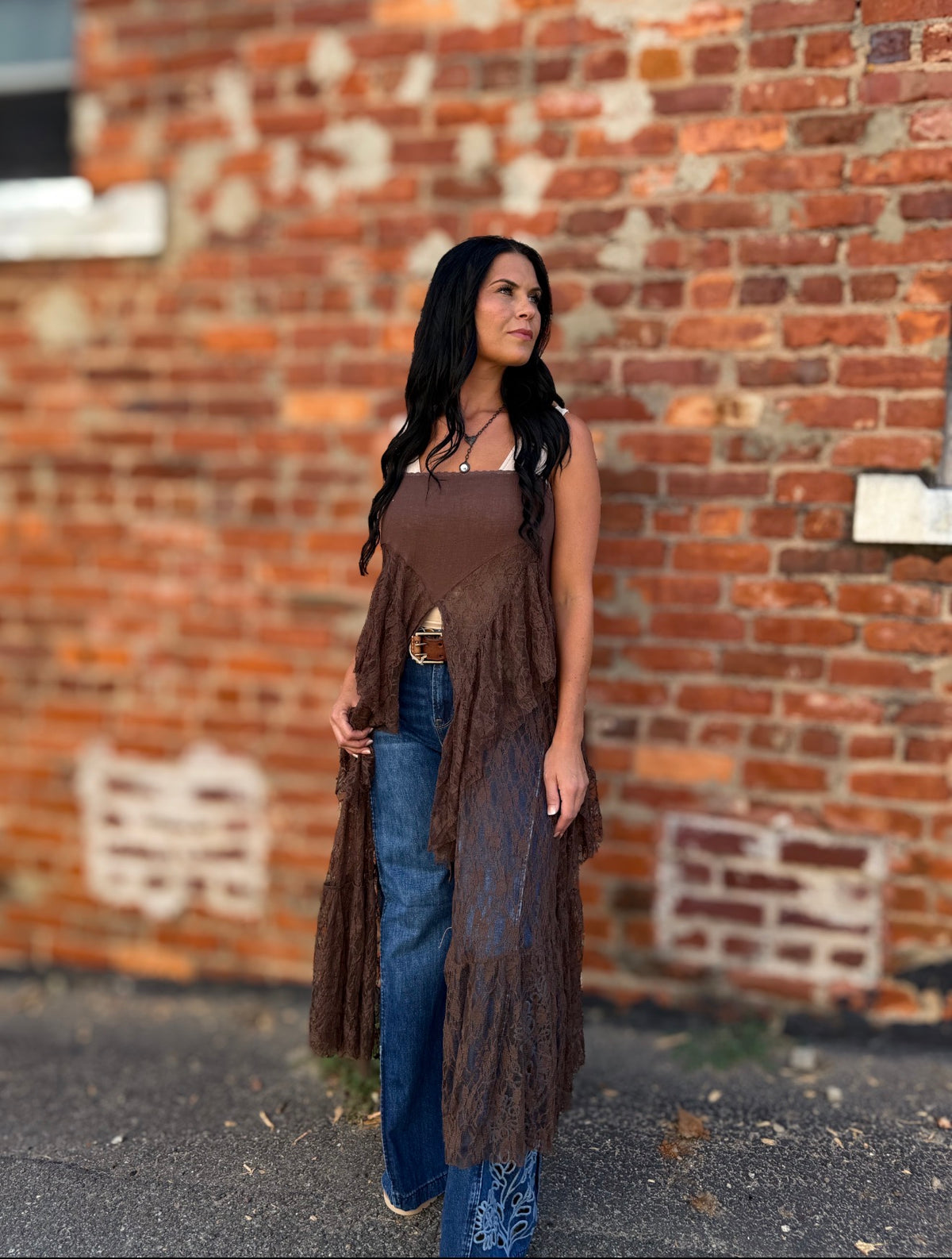 Chocolate Lace Tiered Duster