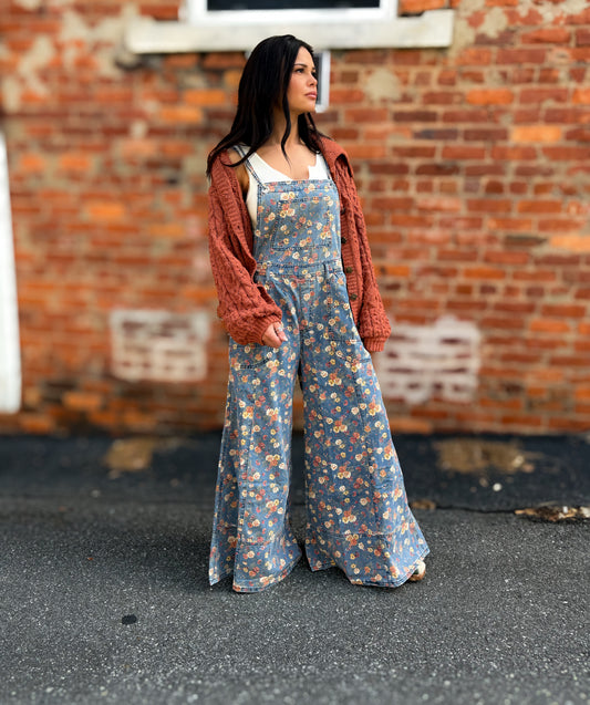 Flower Denim Romper