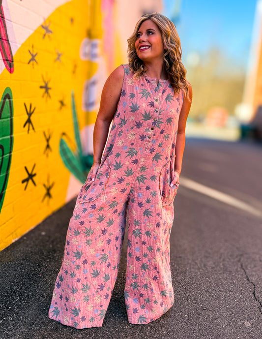 Pink/Blue Sleeveless Reversible Jumpsuit