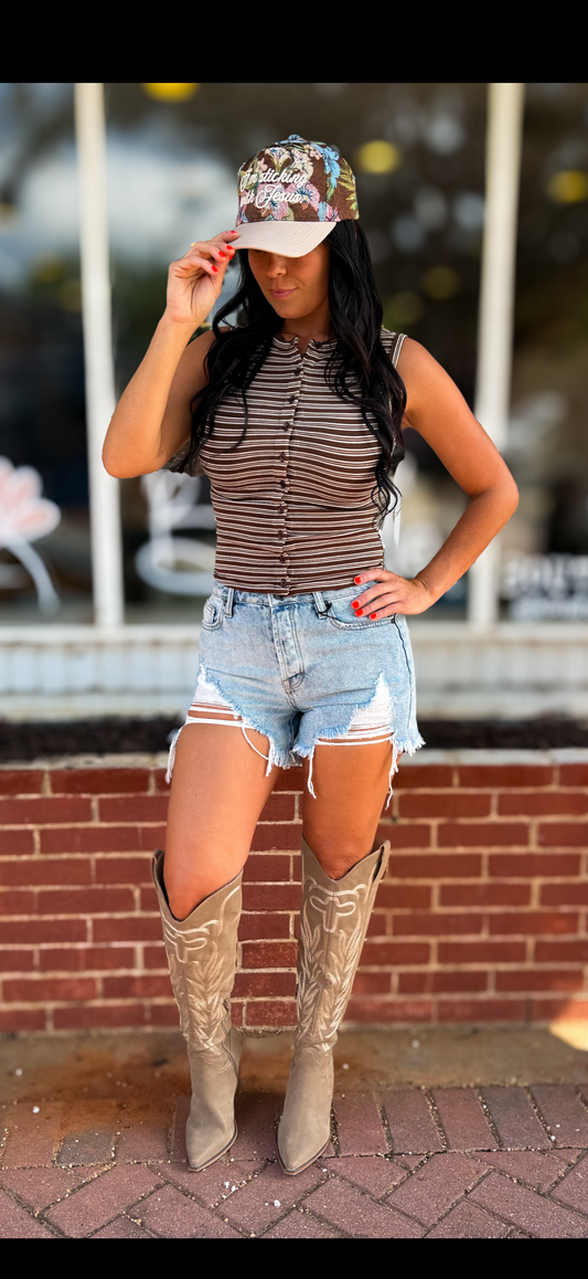 Brown Multi Knit Top