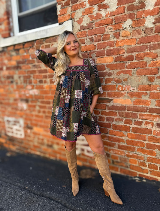 Olive Patch Dress