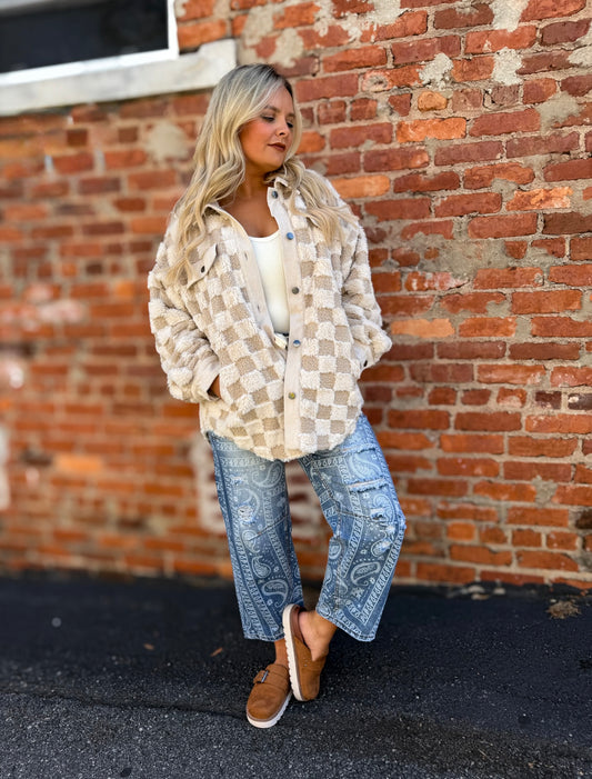 Paisley Print Barrel Jeans