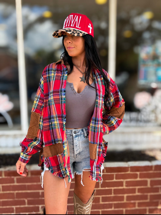 Boho Red Plaid Flannel