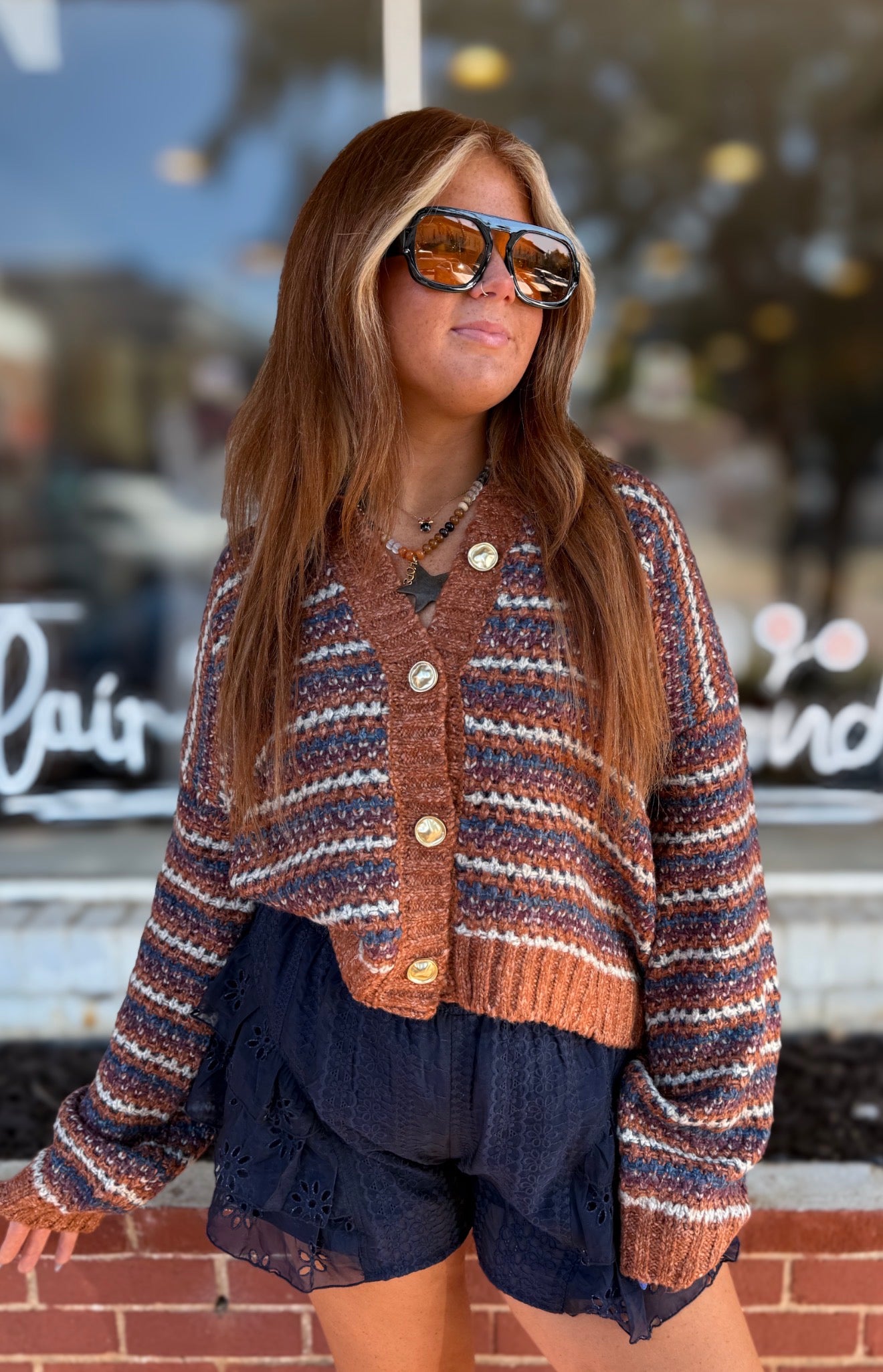 Rust/Purple Stripe Cardigan
