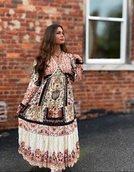 Rust Patchwork Dress