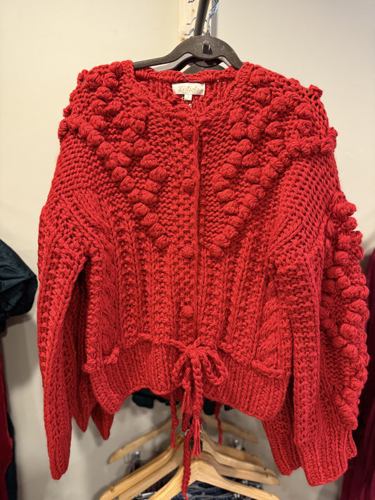 Red Crochet Cardigan