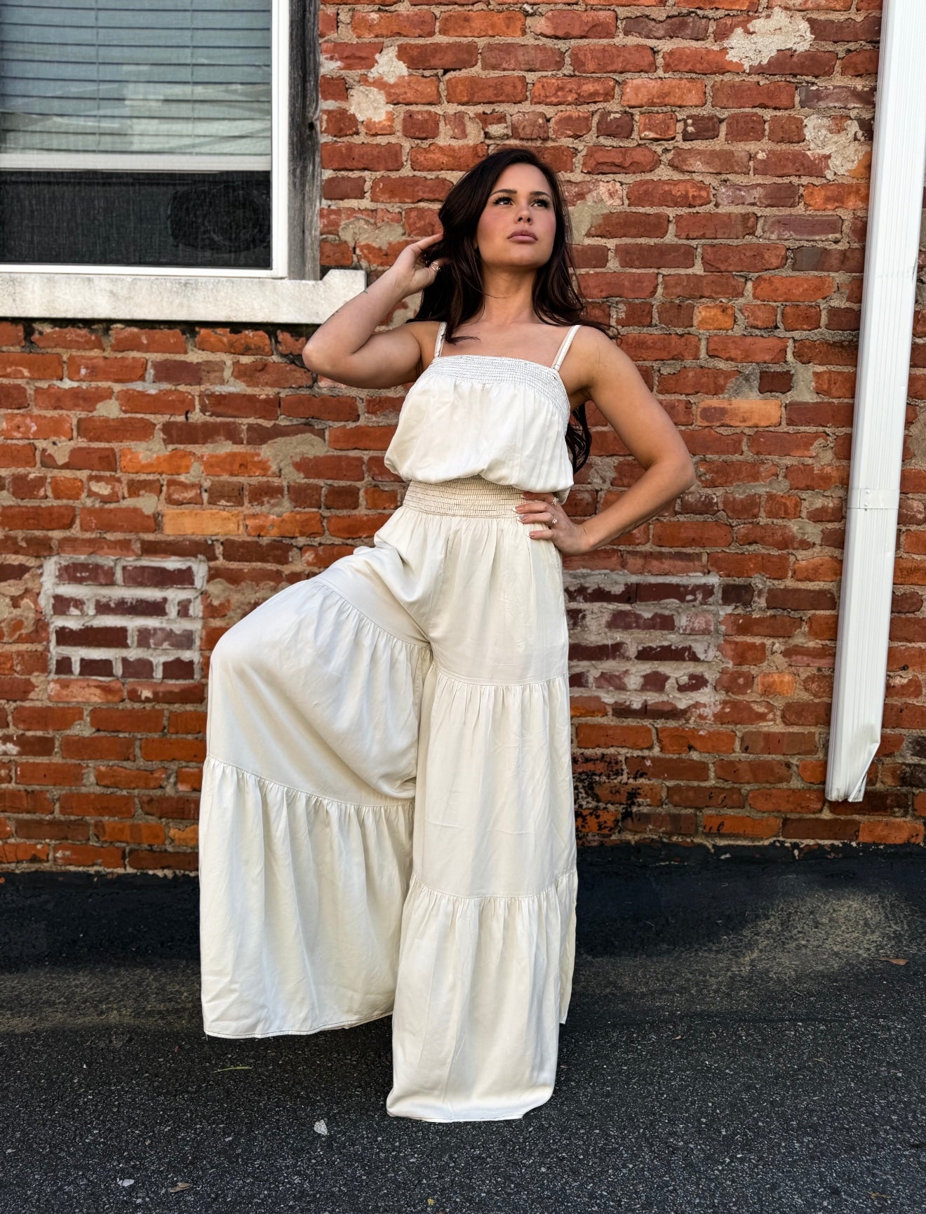Cream Wide Leg Jumpsuit