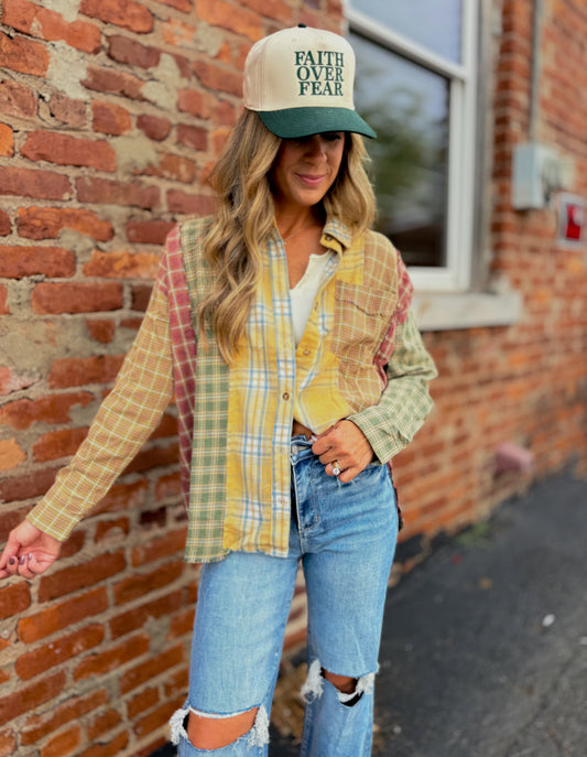 Mustard Multi Flannel Top