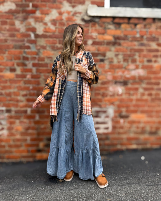 Navy Mixed Plaid Shirt