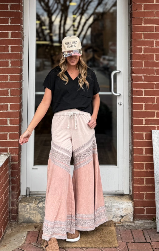Mauve Mix Wide Leg Pants
