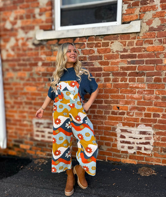 Red Navy Twill Overalls