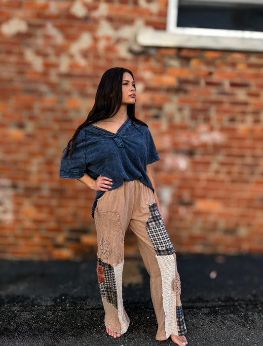 Navy Vneck Top