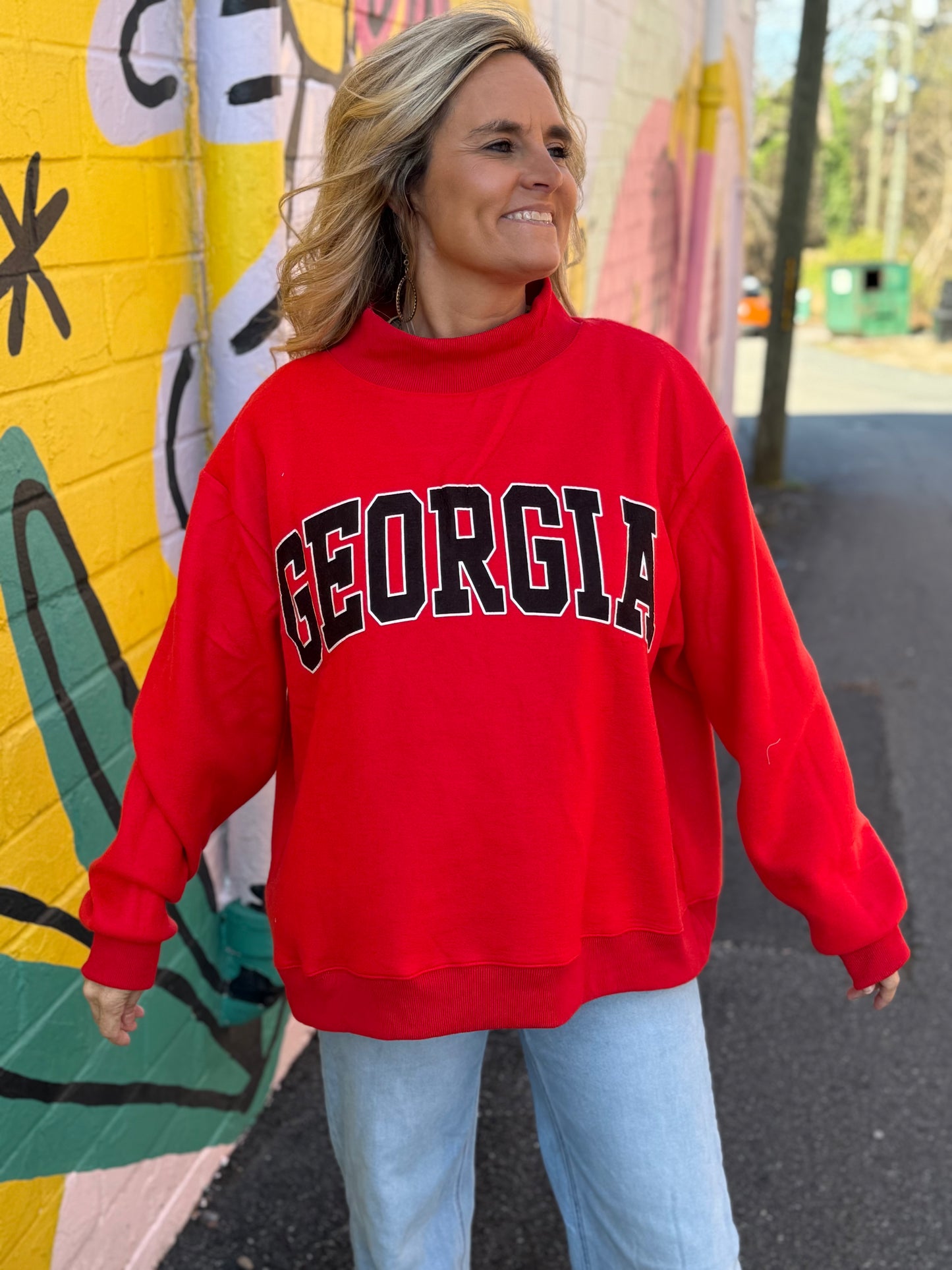 Red GA Mock Sweatshirt