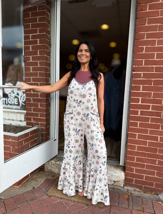 Lilac Blue Waffle Jumpsuit