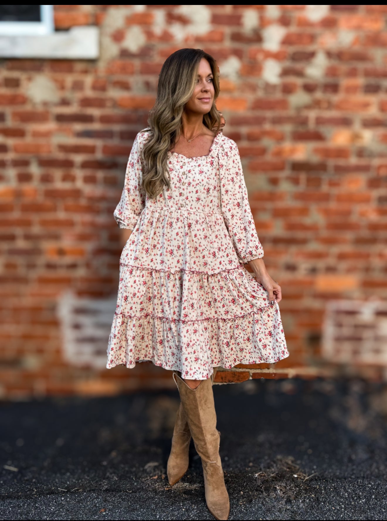 Natural Velvet Midi Dress