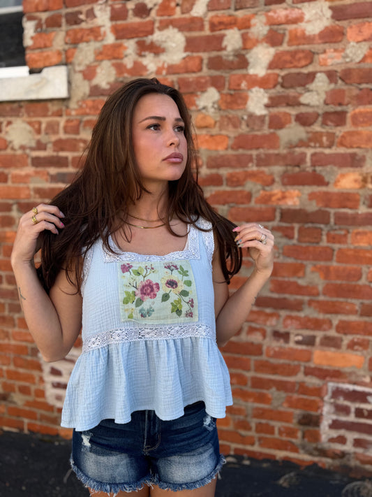 Light Blue Floral Top