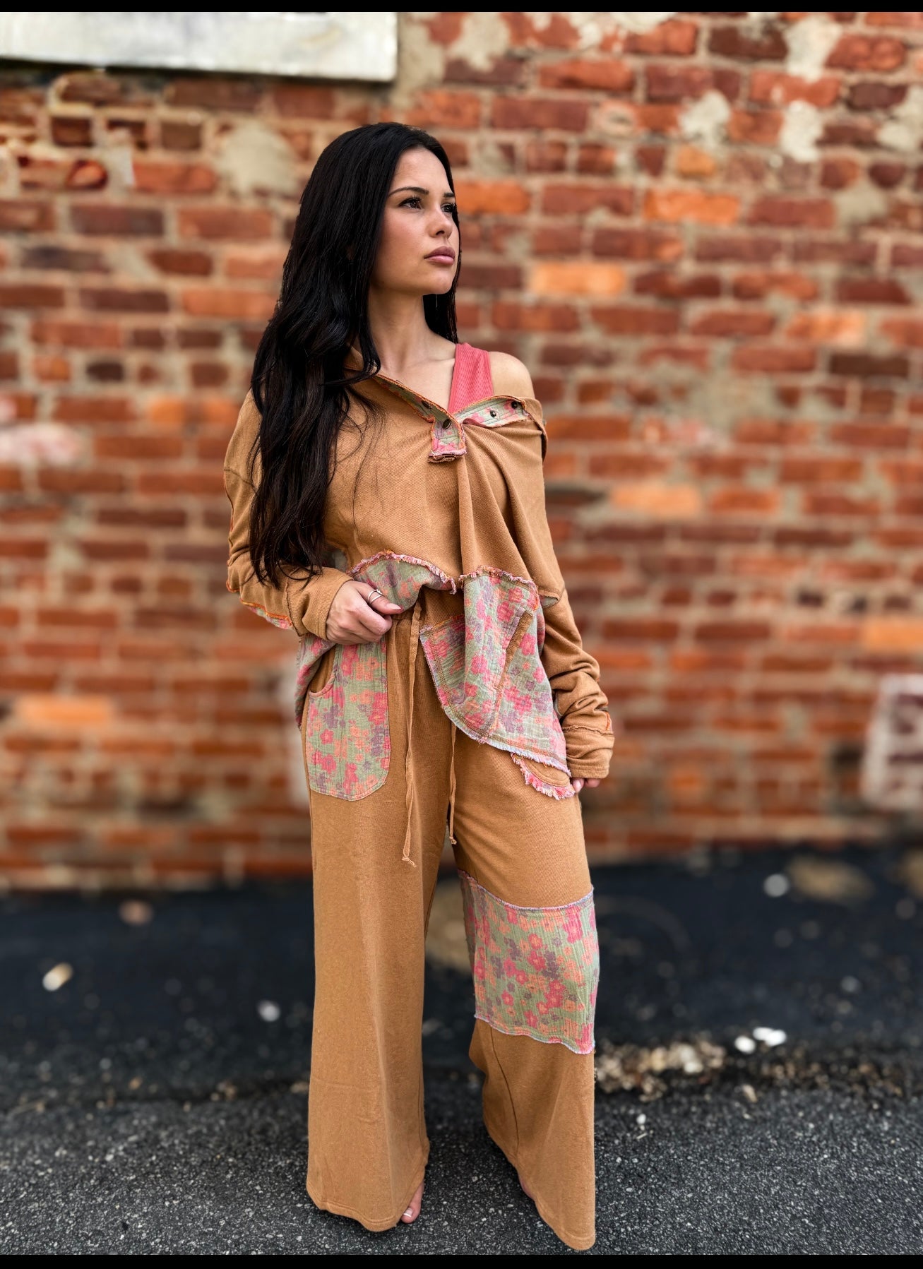 Camel Mix Print Pants