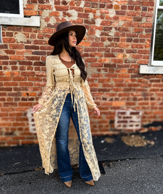 Lace Smocked Kimono