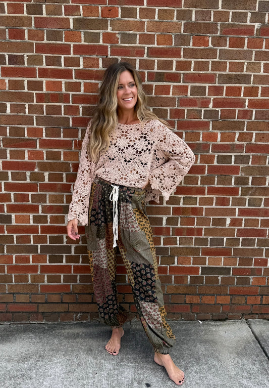 Taupe Patch Pants