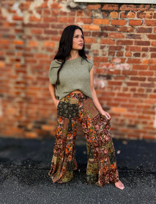 Olive Gauze Patch Pants