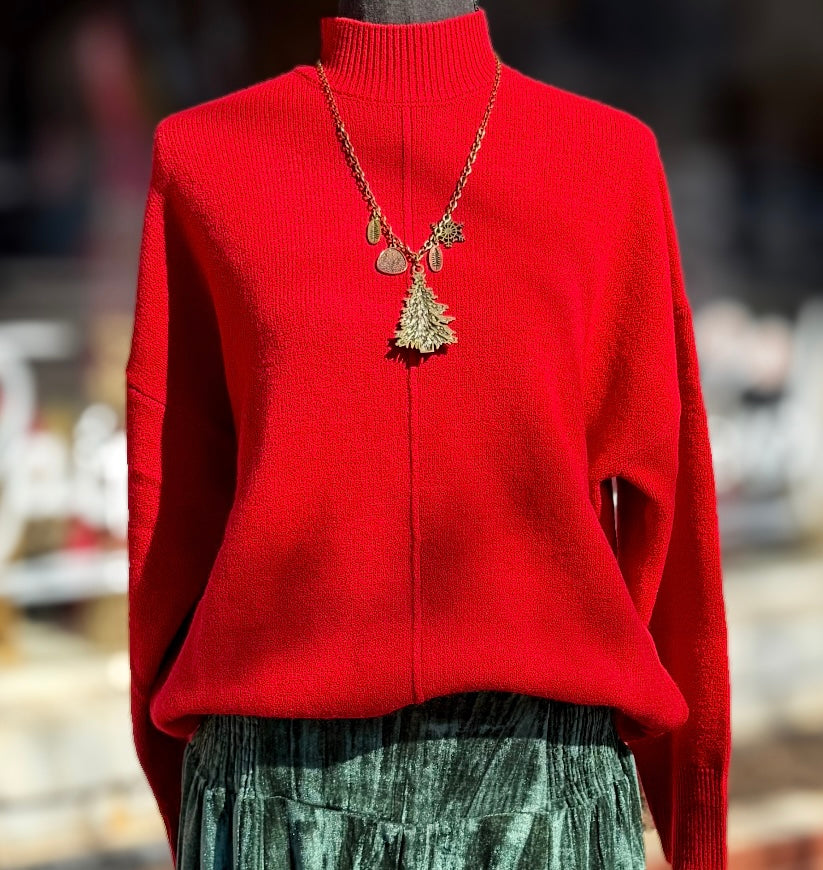 Red Mock Sweater