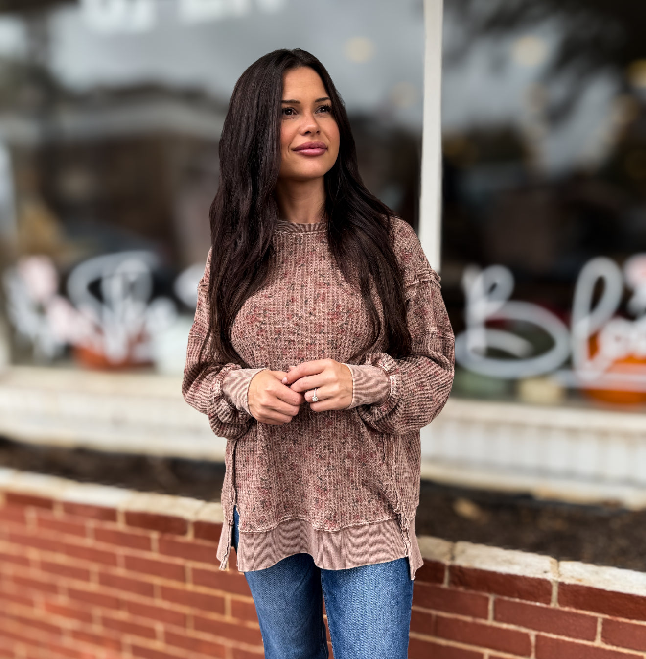 Mocha Floral Thermal Top
