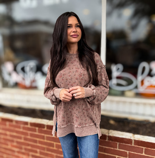 Mocha Floral Thermal Top