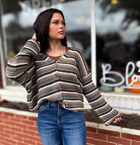 Brown Multi Stripe Sweater