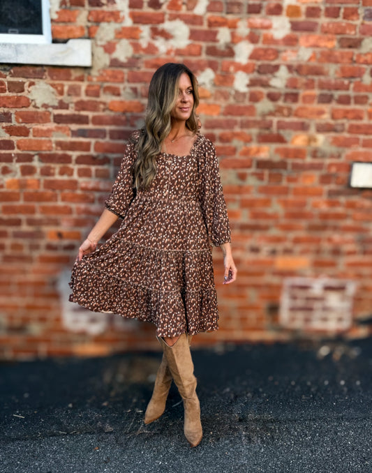 Coffee Velvet Midi Dress