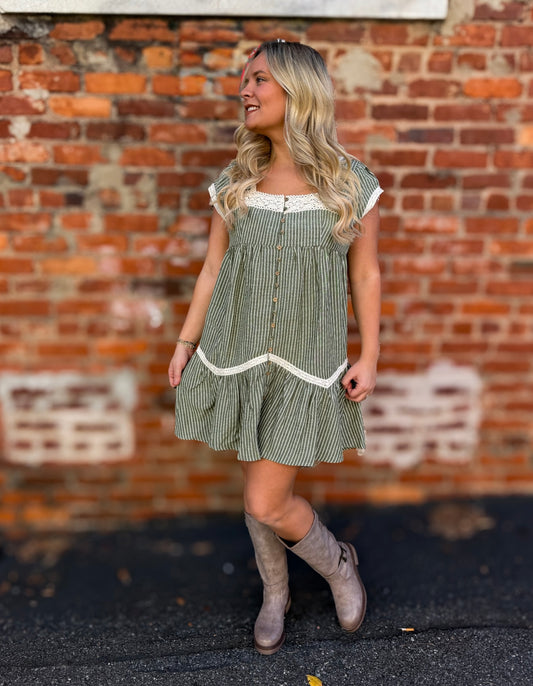 Olive/Cream Lace Dress
